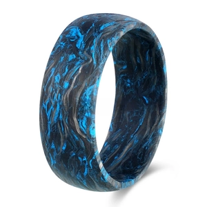 China High-quality Materials Blue Burl Forged Carbon Fiber Wedding Ring for Men China Manufacturer manufacturer