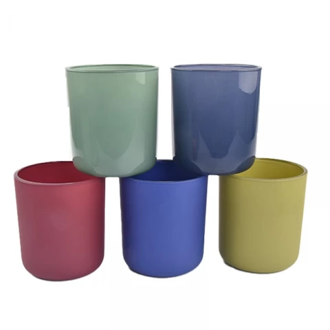 China Customized 500ml colored on the round bottom glass candle holder with matched lids for supplier manufacturer