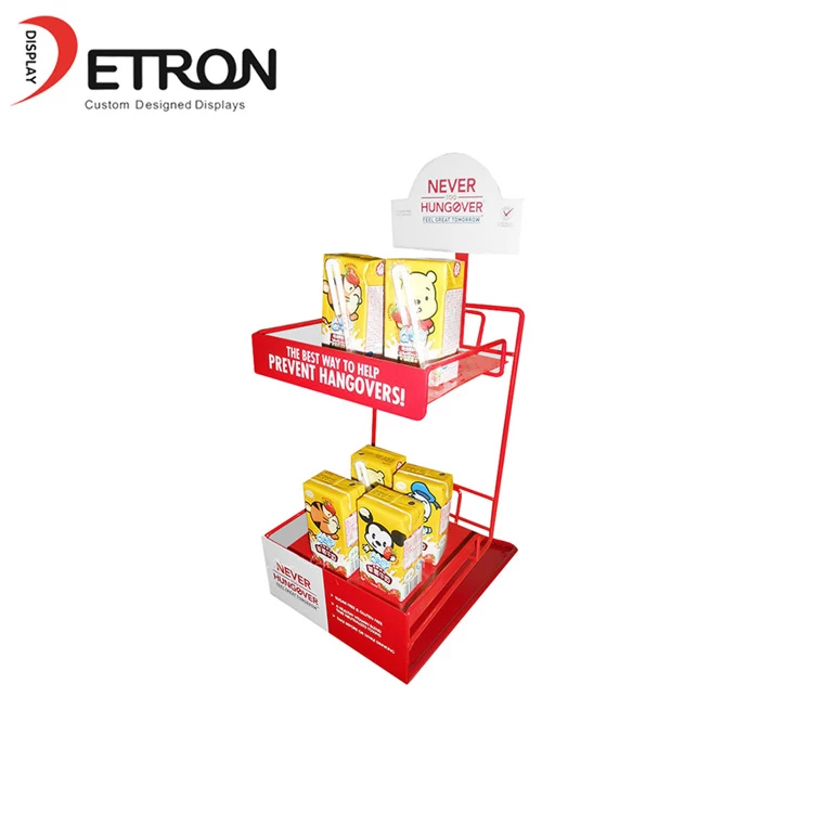 China 2 Tiers OEM supermarket metal small display stand for milk manufacturer