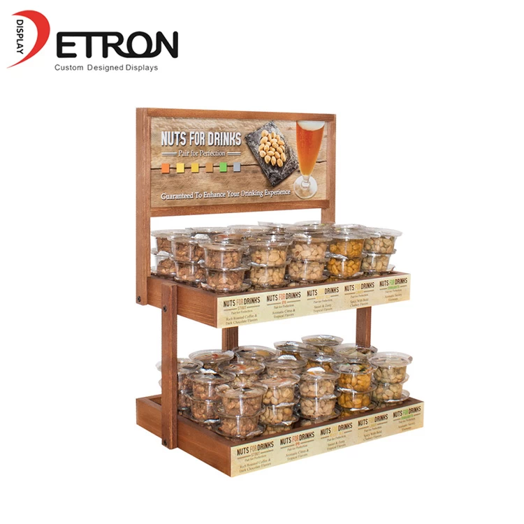 China 2 Tiers wooden countertop small display stand for nuts manufacturer