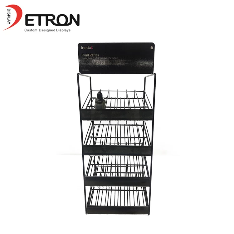 China 4Tiers metal wire bottle counter display stand with customized header manufacturer