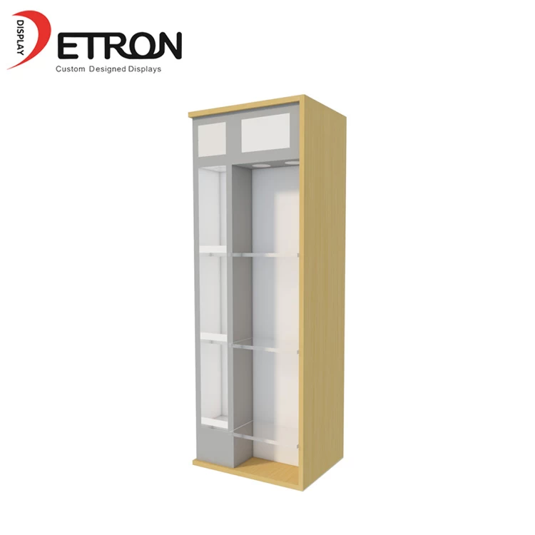 China China factory wooden flooring liquor display cabinet with light manufacturer