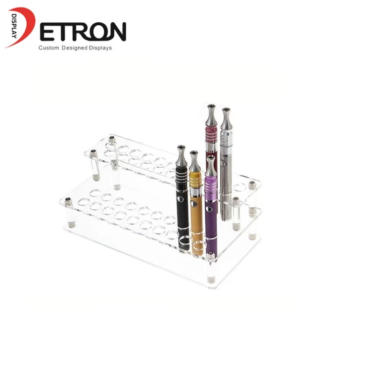 China China made custom clear countertop e-cig acrylic bottle display stand 2 layer e-cigarette acrylic display case manufacturer