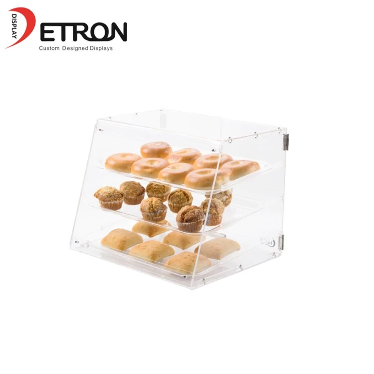 China China leverancier 3 layer bakkerij display box acryl brood display stand fabrikant