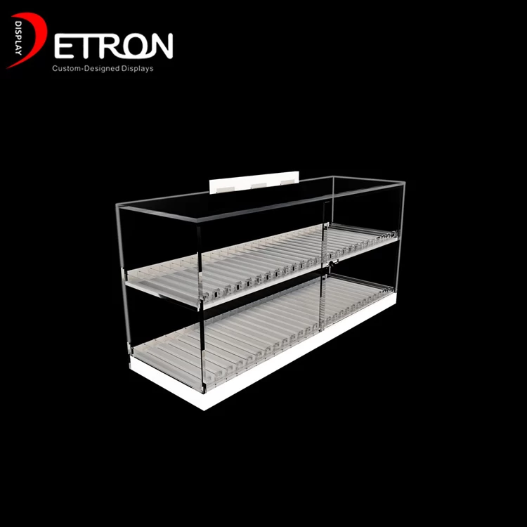 China Customized 2 tiers countertop acrylic e-cig display stand with locked manufacturer