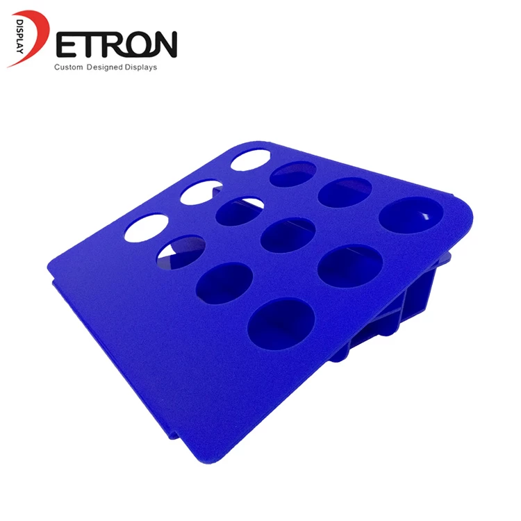 China Customized 3 tiers 12 hole blue acrylic countertop display stand for essence manufacturer