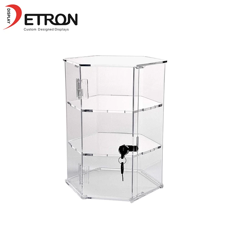 China Customized 3 tiers clear acrylic jewelry display stand with locked manufacturer