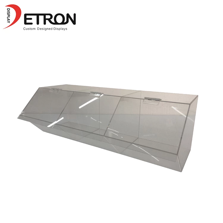 China Customized three box clear acrylic candy display case with hinges and lid manufacturer