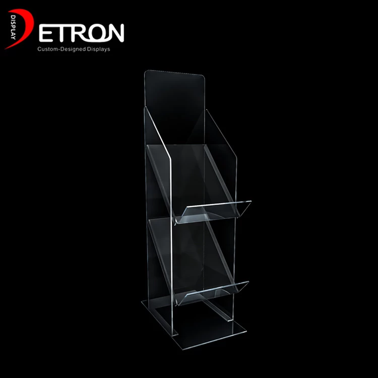 China Factory direct 2 tier clear acrylic magazine display stand manufacturer