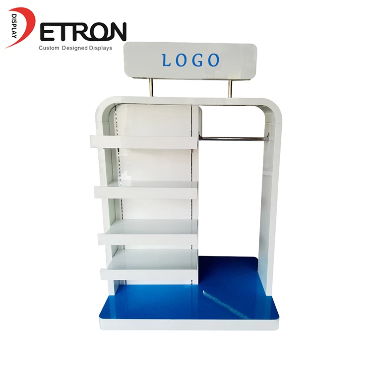 China Fashion customized wooden slatwall clothing store display stand manufacturer