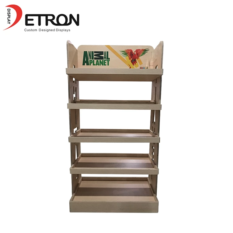 China High quality custom wooden 5 tiers flooring toy store display rack manufacturer