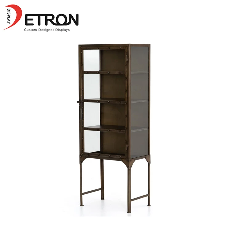China Household 4 tiers vintage style metal display cabinet with locked manufacturer