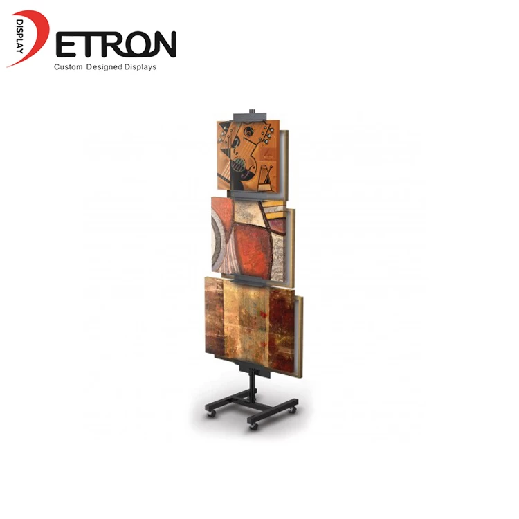 China Metal customized adjustable double sided art display stand for art ceramic tile manufacturer