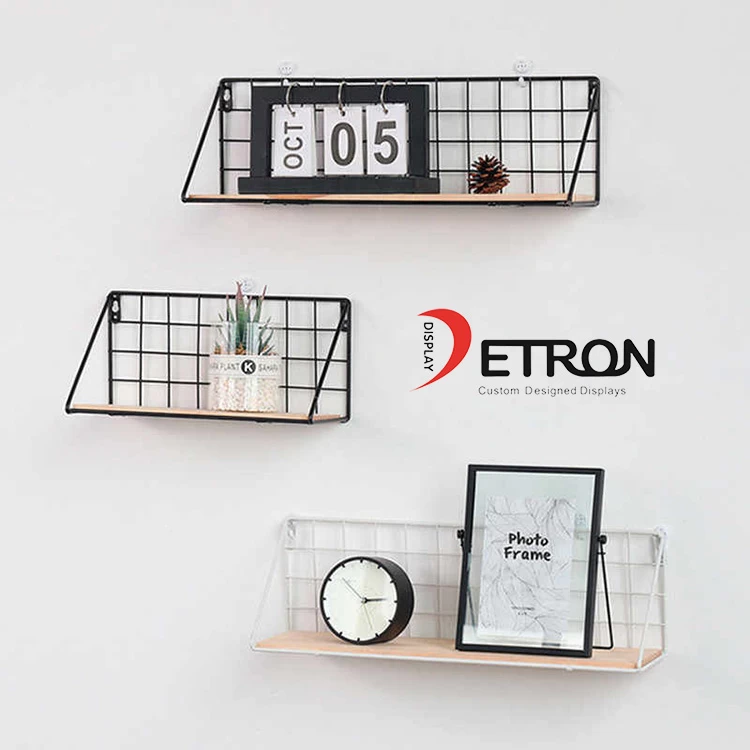 China Metaaldraad muurbevestiging woonkamer display planken voor fotolijst of klok fabrikant