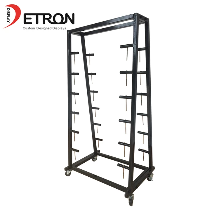 China Moveable customized metal fabric roll display storage rack manufacturer