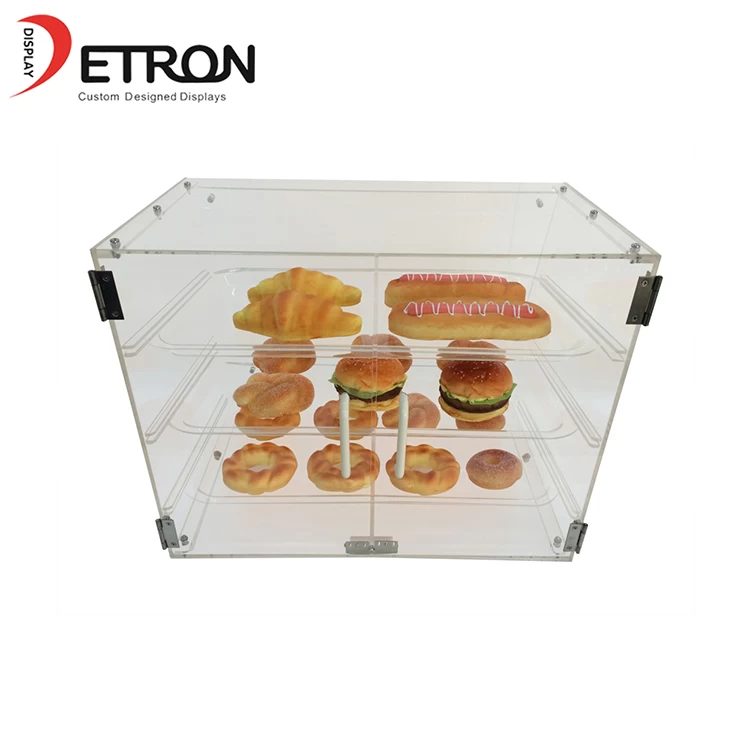 China ODM three tiers countertop clear acrylic bread display case manufacturer