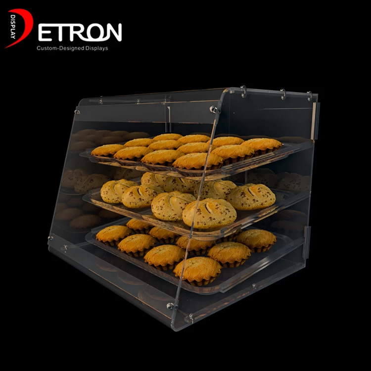 China OEM/ODM tabletop 3 tiers acrylic bakery display case manufacturer