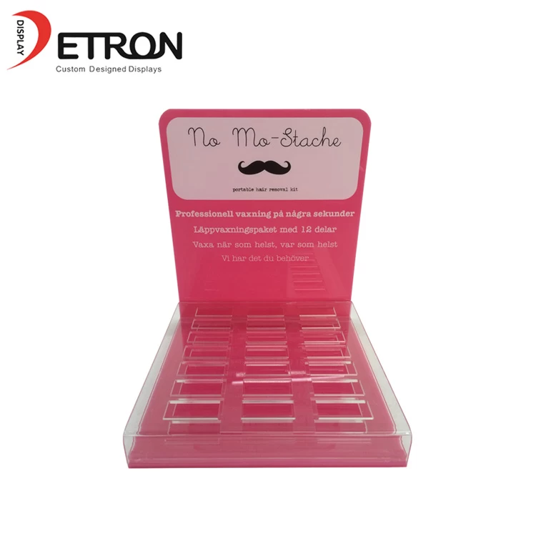 China OEM screen printing logo pink acrylic countertop small display stand for chewing gum manufacturer