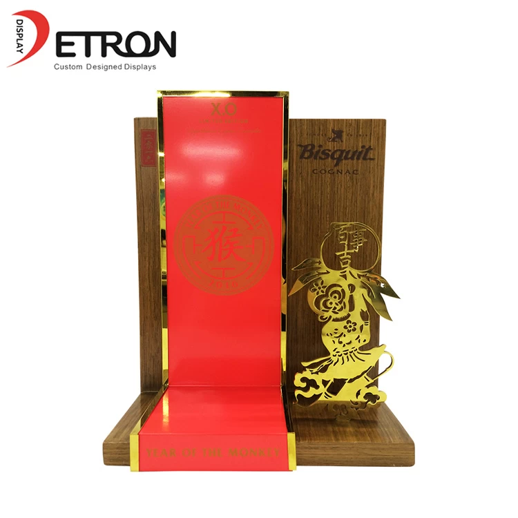 China OEM wooden monkey shaped retail counter display stand for wine manufacturer