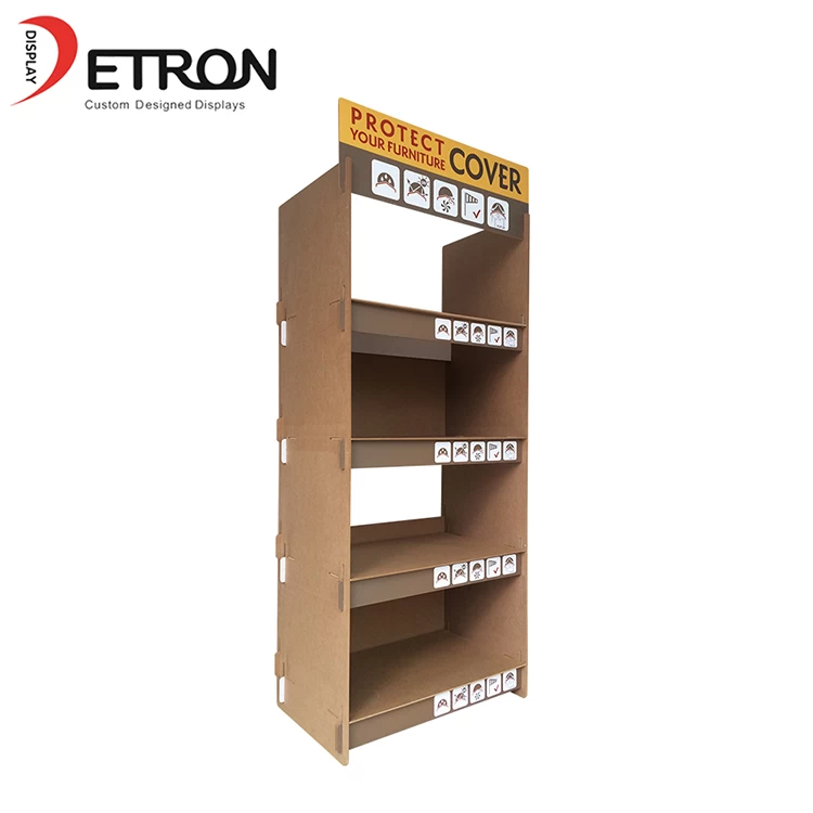 China Retail shop 3 tiers OEM custom flooring mdf display shelf for product manufacturer