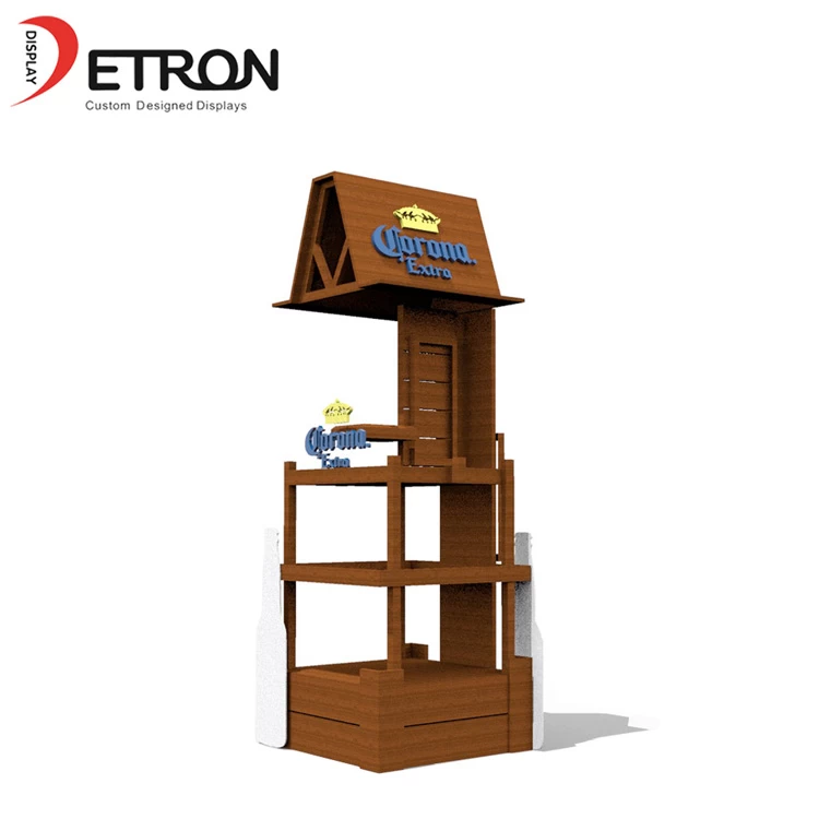 China Retail shop customized LOGO painting wooden display shelves for beer bottle manufacturer