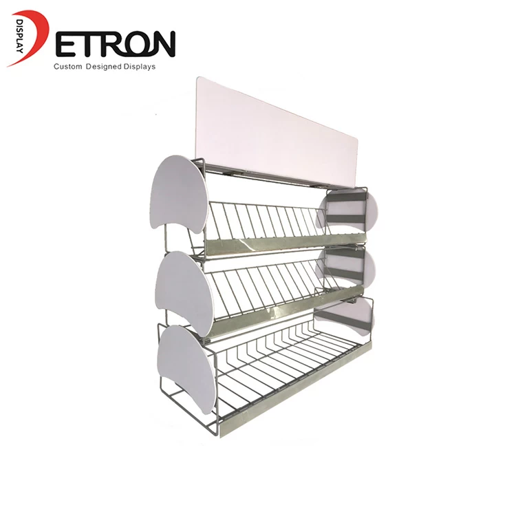 China Supermarket 3 tiers metal wire basket small display rack for product manufacturer