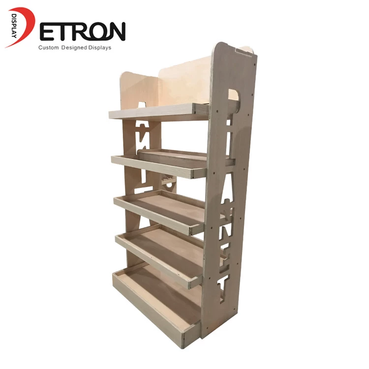 China Supermarket 5 tiers wooden flooring display shelves for bread manufacturer