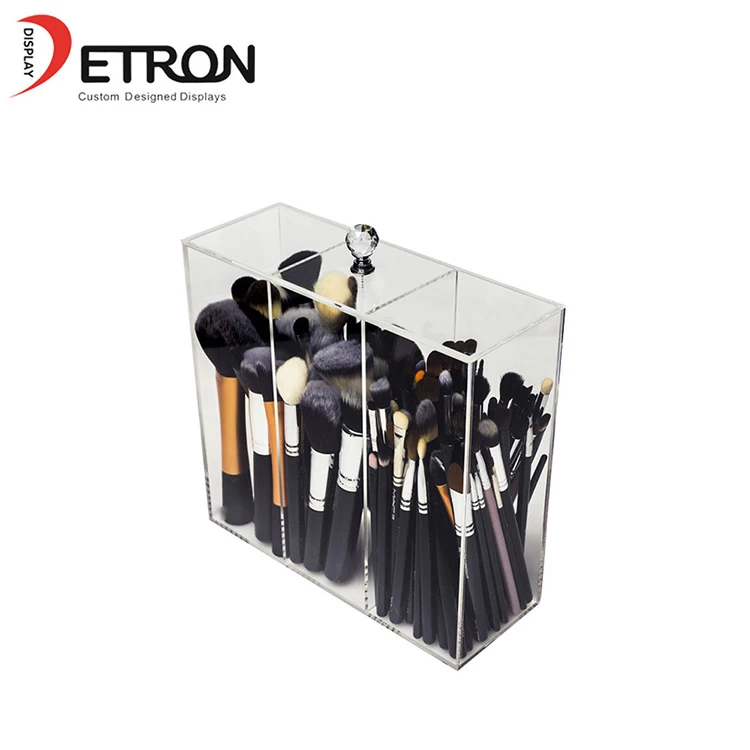 China Wholesale clear acrylic makeup brush display box with lid manufacturer