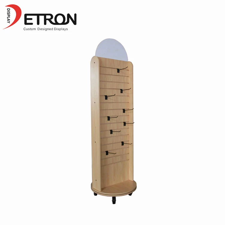 China Wooden flooring rotating display stand with hook for supermarket manufacturer