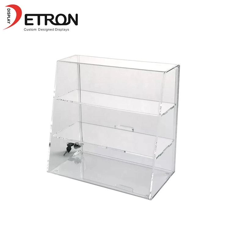 porcelana Soporte de exhibición de reloj de acrílico transparente de 3 niveles con cerradura fabricante