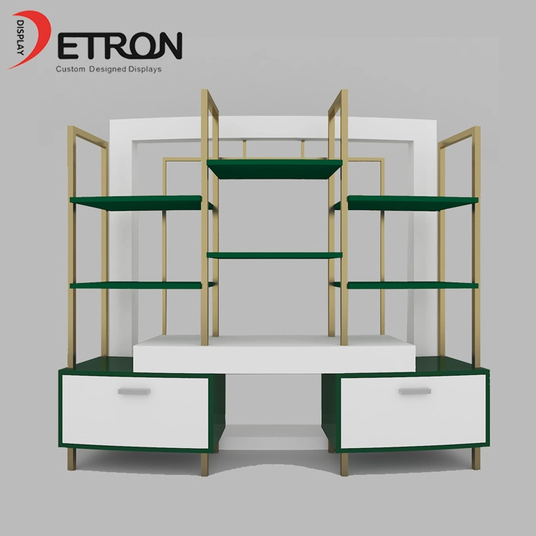 China Design atraente OEM maquiagem de madeira cosméticos balcão de exibição de varejo fabricante