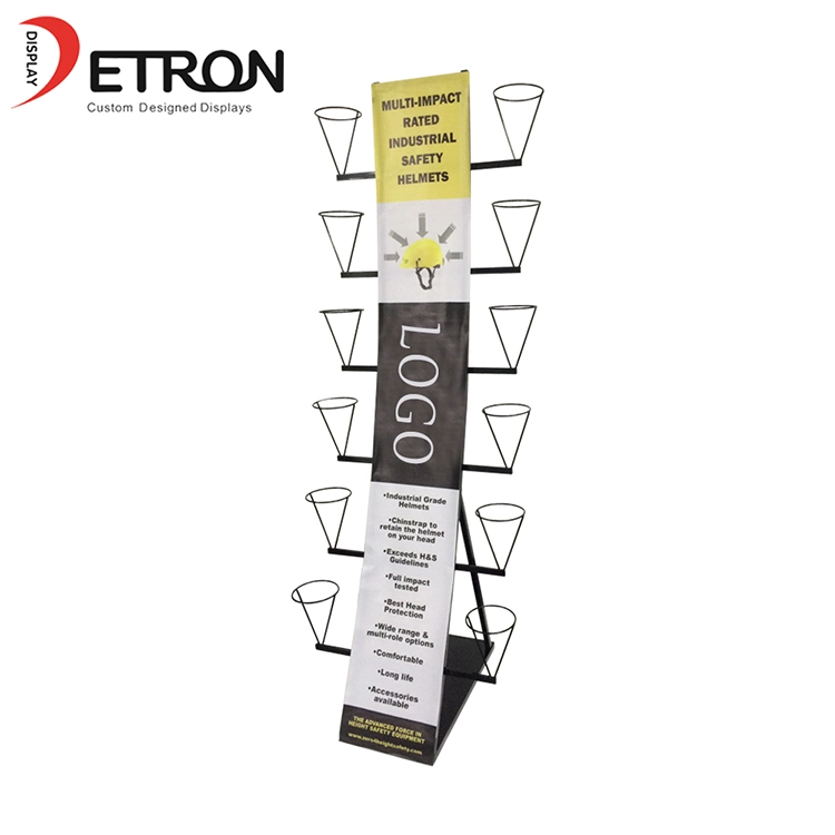 China China factory OEM customized advertising metal flooring safety helmet display stand manufacturer