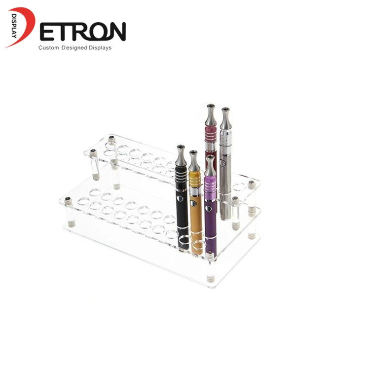 Chine Chine fait personnalisé comptoir transparent e-cig acrylique bouteille présentoir 2 couche e-cigarette acrylique présentoir fabricant