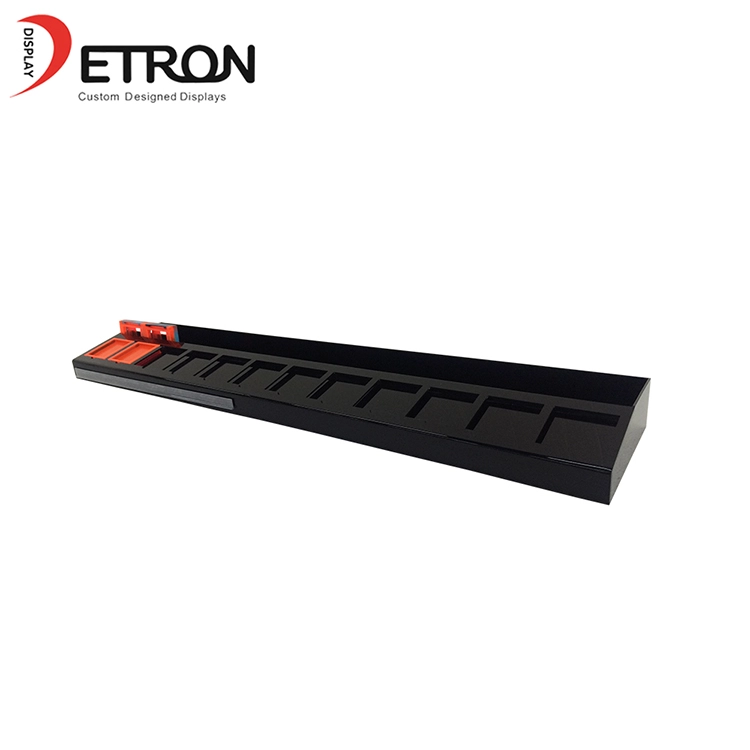 China China Anbieter maßgeschneiderte schwarz Acryl Countertop Kosmetikgeschäft Pulver Display-Stand Hersteller