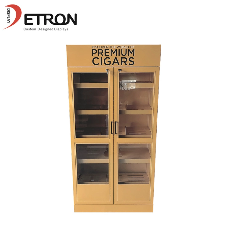 China Vitrina personalizada para piso de metal com porta dupla para charutos fabricante