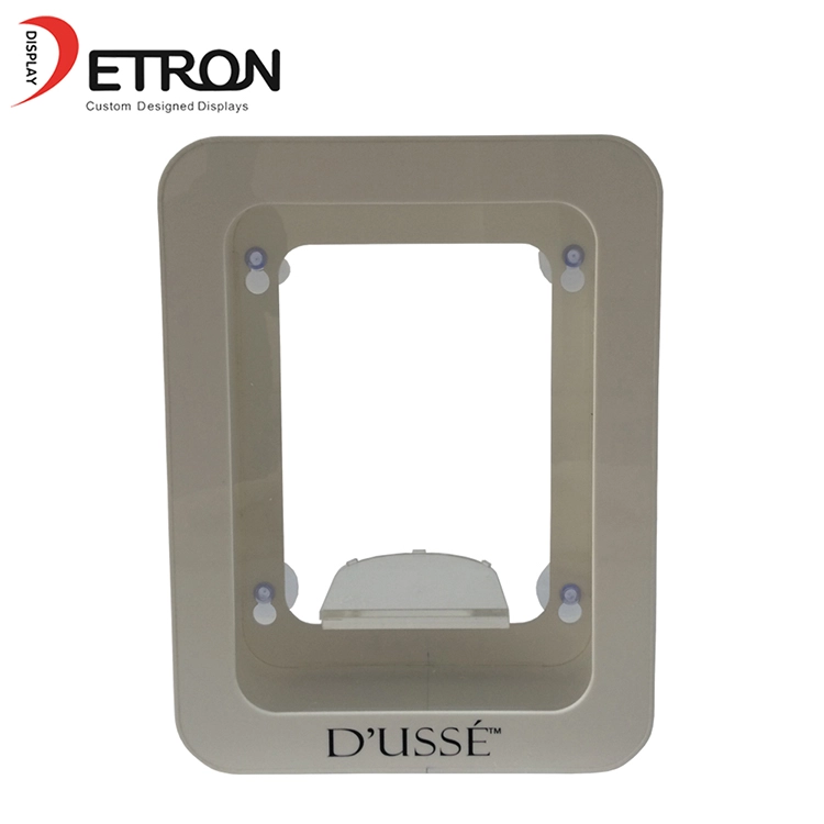 China Customized screen printing logo suction cup wall mount acrylic wine bottle display stand manufacturer