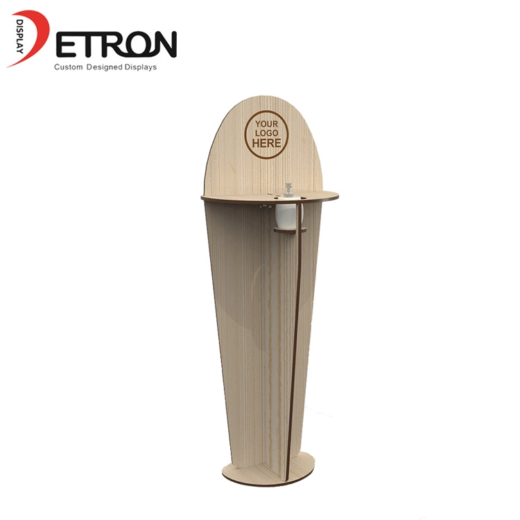 China OEM customized logo wooden flooring display shelves for hand sanitizer manufacturer
