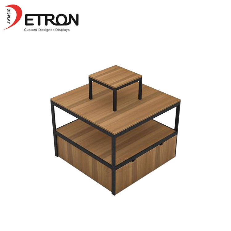 China Supermarket wooden gondola flooring display shelves for goods manufacturer