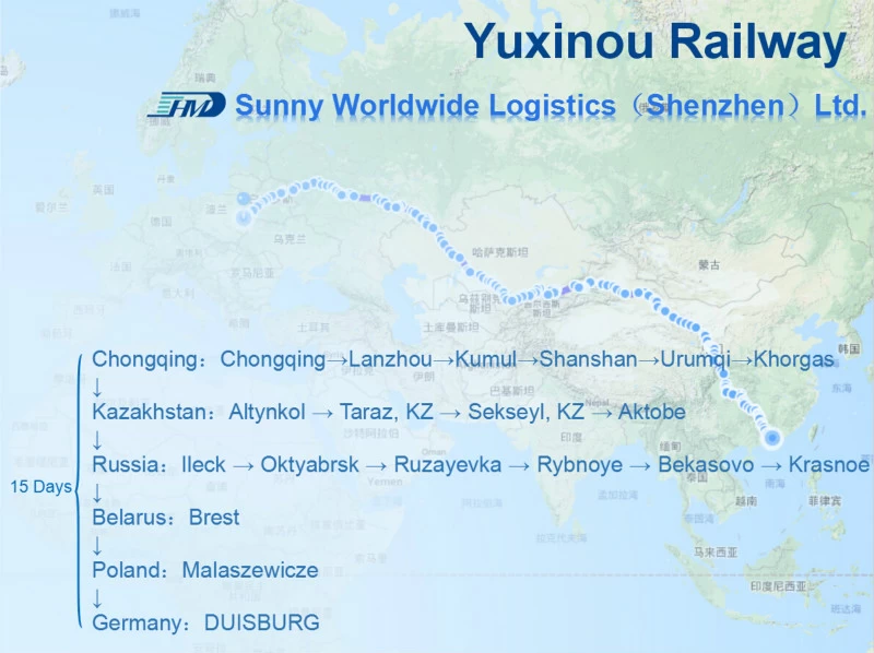 railway freight international shipping forward from China To France
