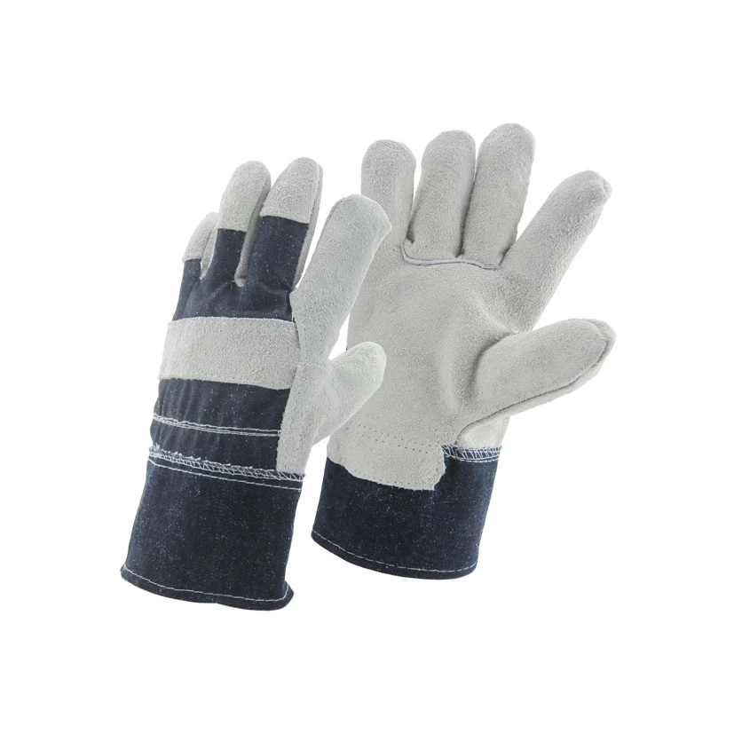 China China semi leather palm worker glove factory, genuine leather labor glove supplier, safety glove manufacturer manufacturer