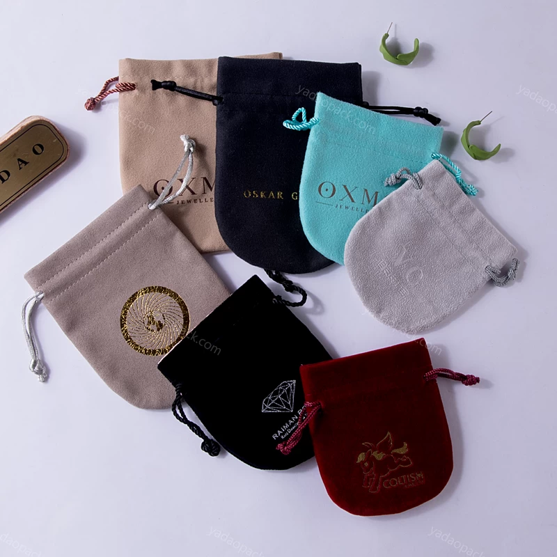 China custom luxary drawstring jewelry pouches manufacture