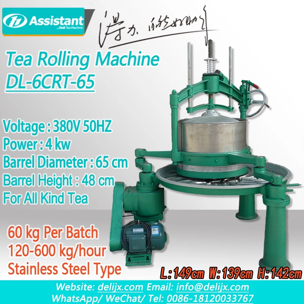 China 65cm Biggest Tea Rolling Machine With 2 Arms And  Stainles Steel Table DL-6CRT-65 manufacturer