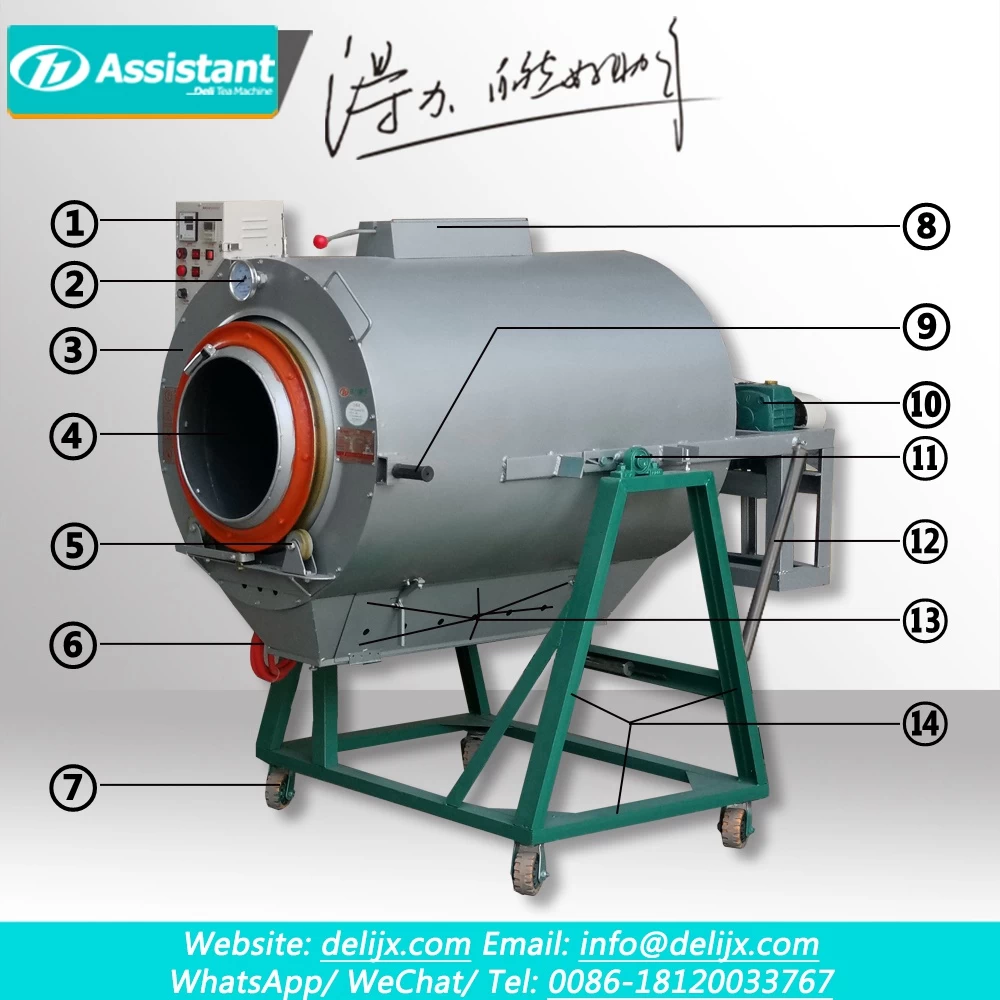 Máquina tostadora de té verde de calentamiento LPG / LNG de 100 cm de diámetro DL-6CST-100