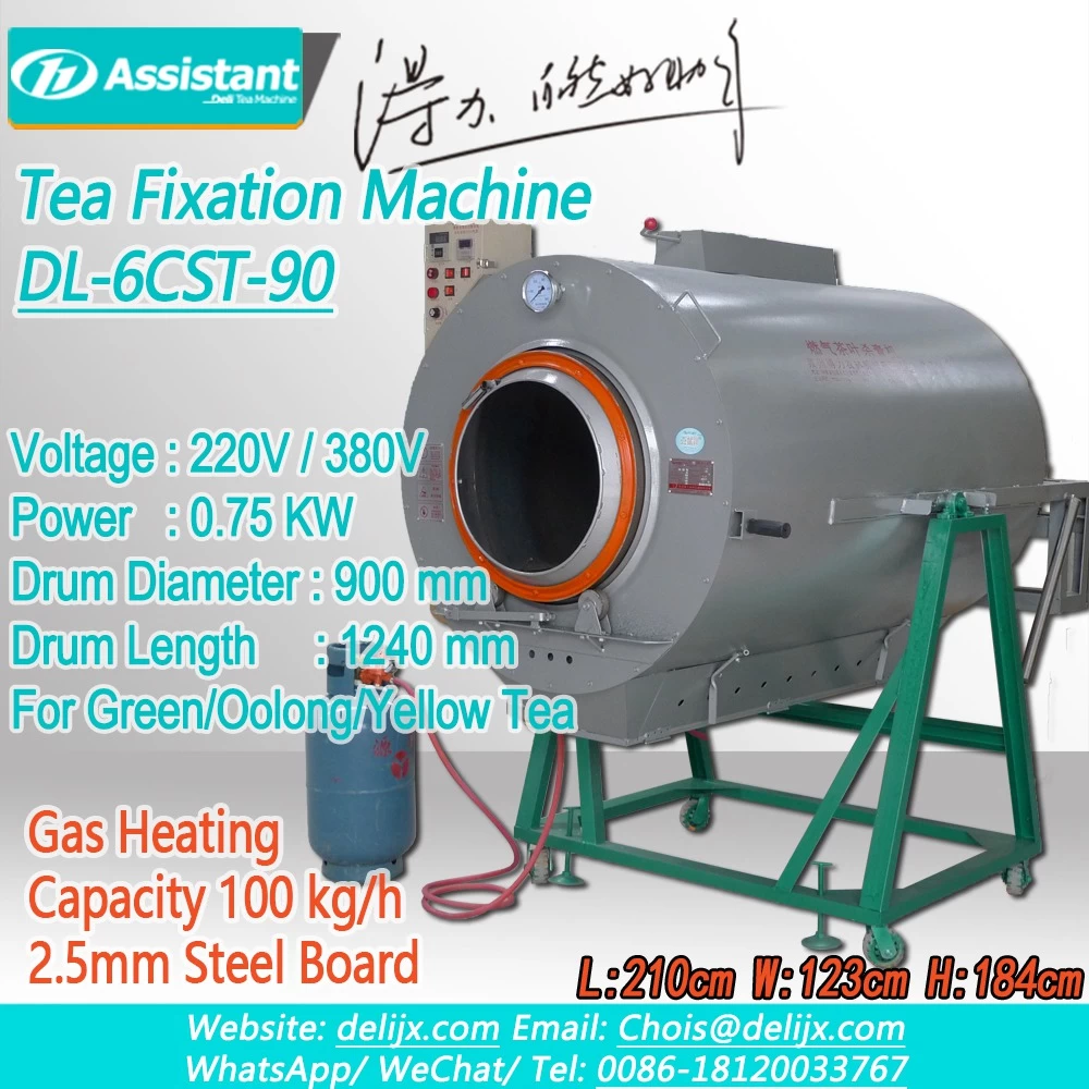 DL-6CST-90-Tea-Leaf-Roasting-Mesin / 900mm-Silinder-Green-Tea-Leaf-Roasting-Steam-Machine-Equipment