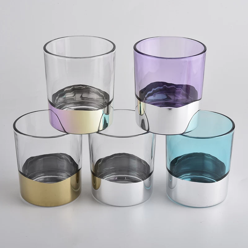 Customized color on 400ml electroplating  glass candle holder from Sunny Glassware