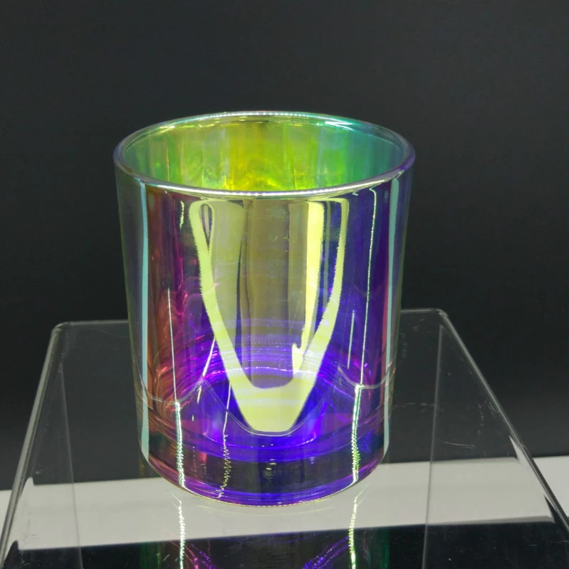 porcelana Candelero de cristal iridiscente al por mayor del cilindro de 300ml 400ml 500ml fabricante