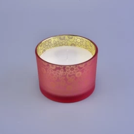 Mewah Frosted Glass Candle Jars Dengan percetakan
