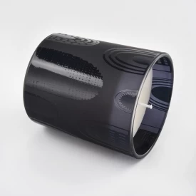 12 oz glass candle holder black