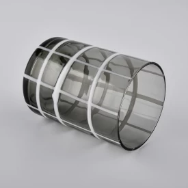 grey colored glass candle holders