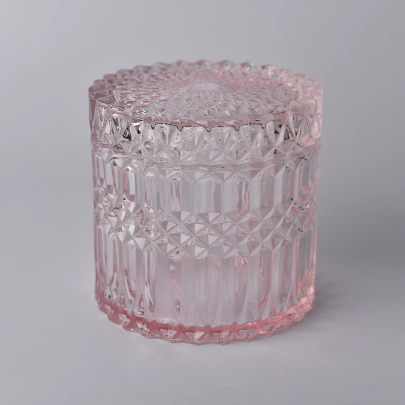 luxury glass candle holder with glass lid